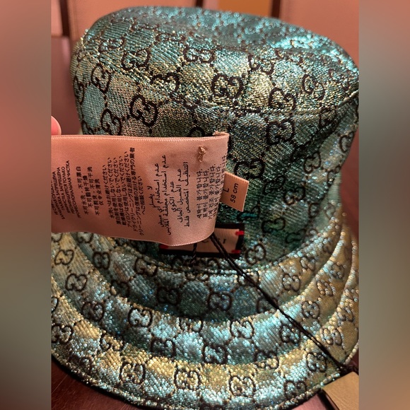 New Gucci GG Supreme Logo Green Floral Double Sided Bucket Hat Size L - Picture 6 of 16